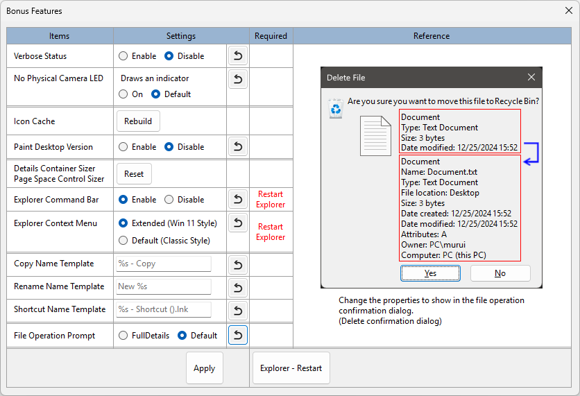 Bonus Features - FileOperationPrompt