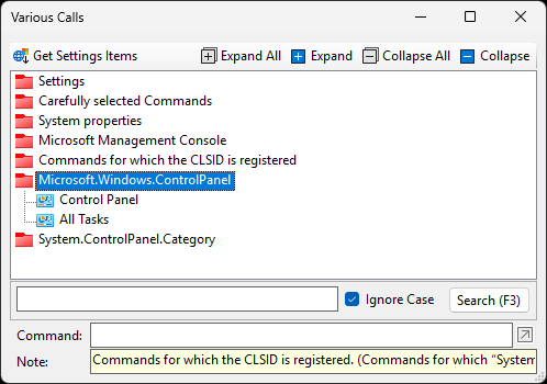 Various Calls - Microsoft.Windows.ControlPanel